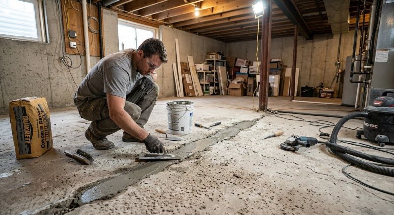 Cracked Basement Floor Repair in Trumbull, CT