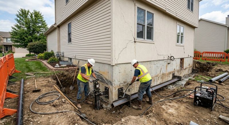 Sinking Foundation Repair in Easton, CT